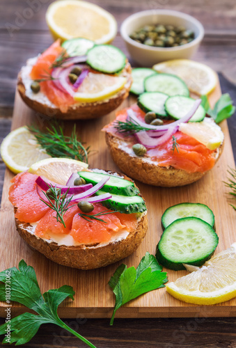 Sandwiches with smoked salmon