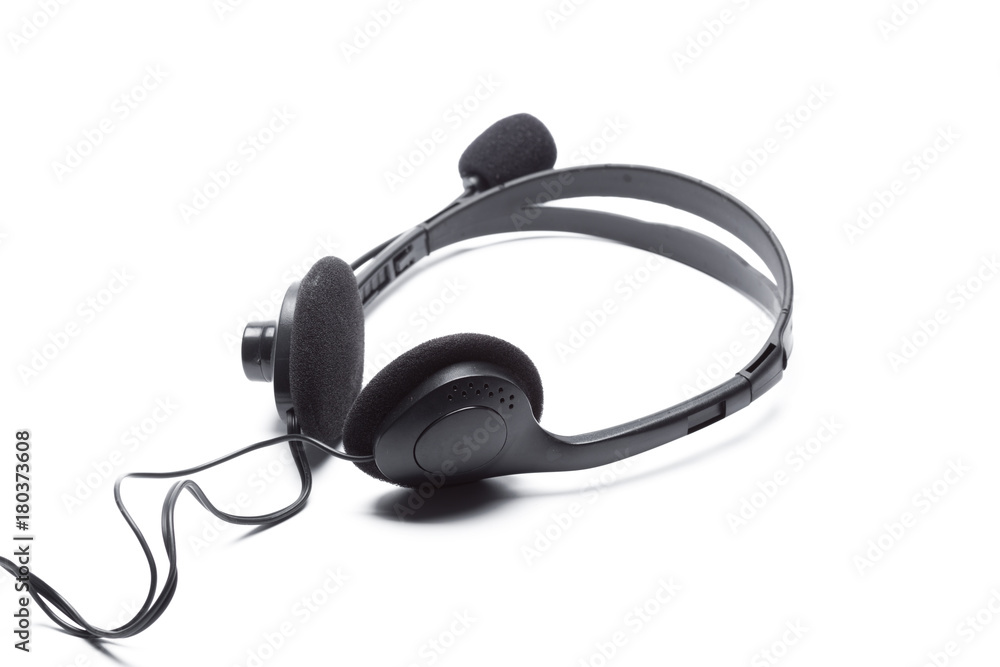 headset with microphone isolated on white headset with microphone isolated on white