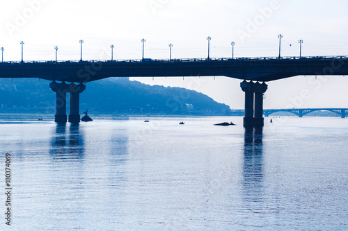 Paton bridge and Dnieper of Kiev, Ukraine photo