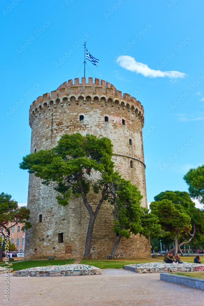The White tower and city square in Thessaloniki