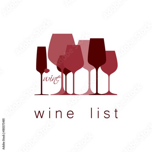 Icon, logo for wine list, tasting, restaurant menu. A set of wine glasses. Vector illustration.