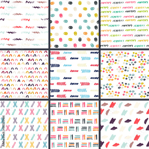 Hand Drawn seamless pattern collection. Simple texture for background