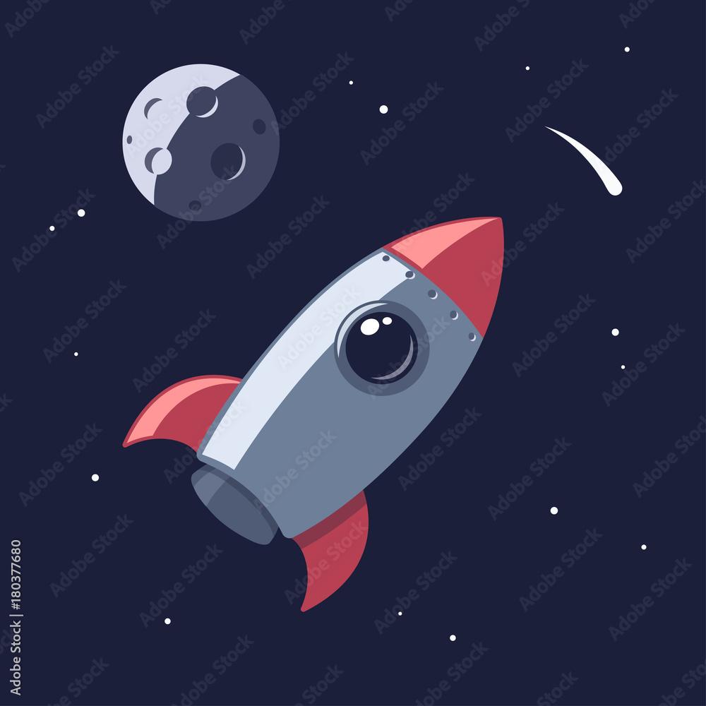 Cartoon rocket in space Cartoon rocket in space