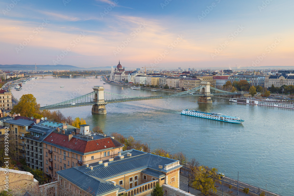 beautiful morning in Budapest with panoramic view to city