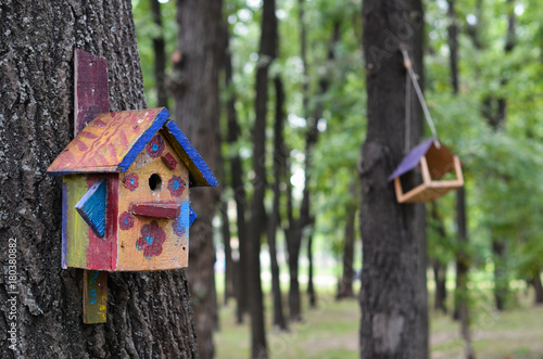 painted birdhouse in the park