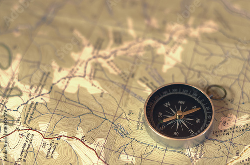 compass at the map
