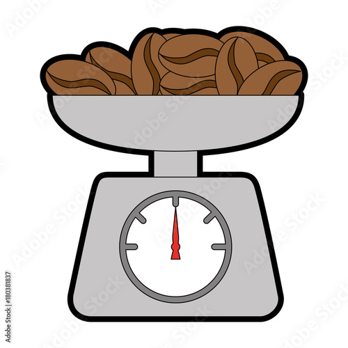 gramer with coffee seeds isolated icon vector illustration design