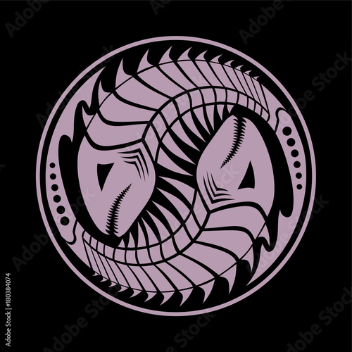 Tattoo scary fish skeletons