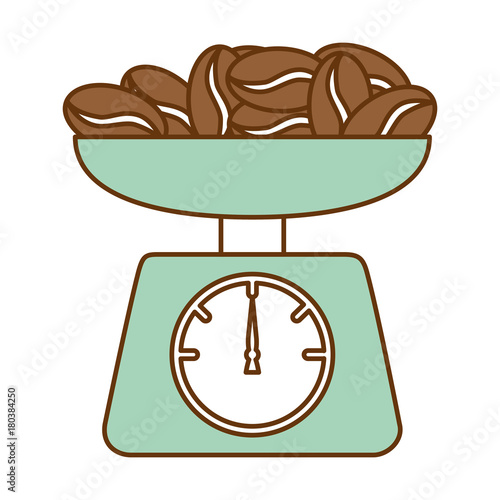 gramer with coffee seeds isolated icon vector illustration design
