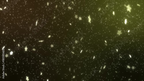 Snow Winter Background with gentle falling shiny Snowflakes in 4K and loopable. Shiny icy Snowflakes falling in Slow-Motion on a black or colored background