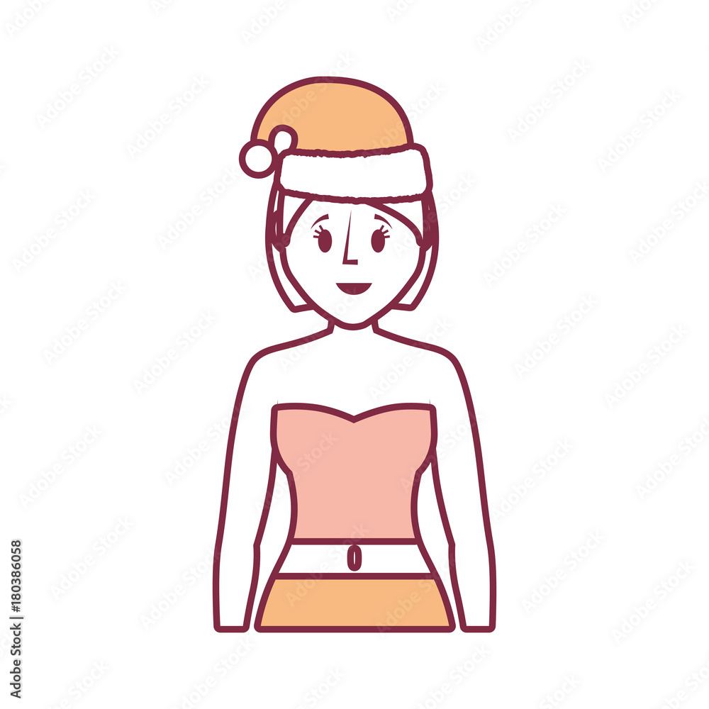 cartoon woman with christmas hat icon over white background vector illustration cartoon woman with christmas hat icon over white background vector illustration