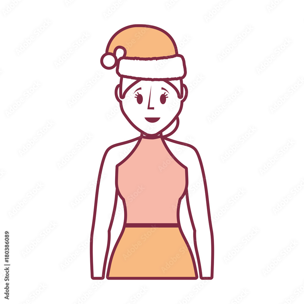 cartoon woman with christmas hat icon over white background vector illustration cartoon woman with christmas hat icon over white background vector illustration