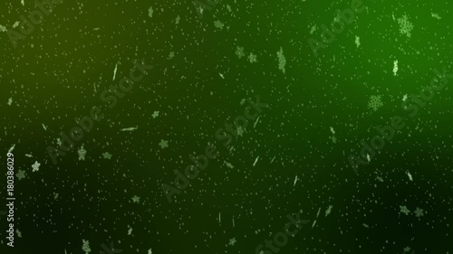 Snow Winter Background with gentle falling shiny Snowflakes in 4K and loopable. Shiny icy Snowflakes falling in Slow-Motion on a black or colored background
