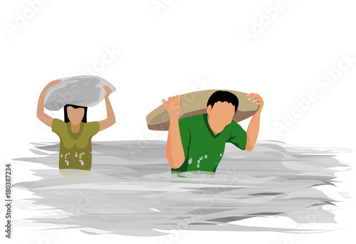 people with flood vector design