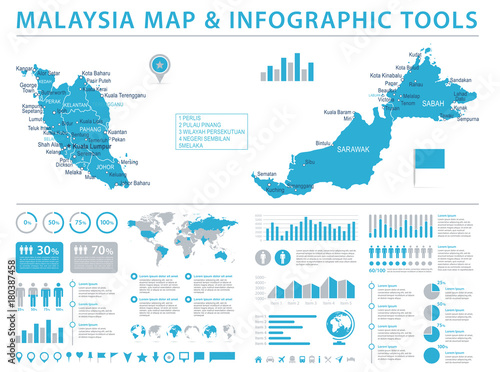 Malaysia Map - Info Graphic Vector Illustration