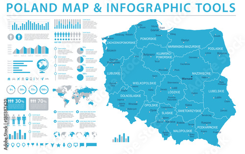 Fotografia Poland Map - Info Graphic Vector Illustration