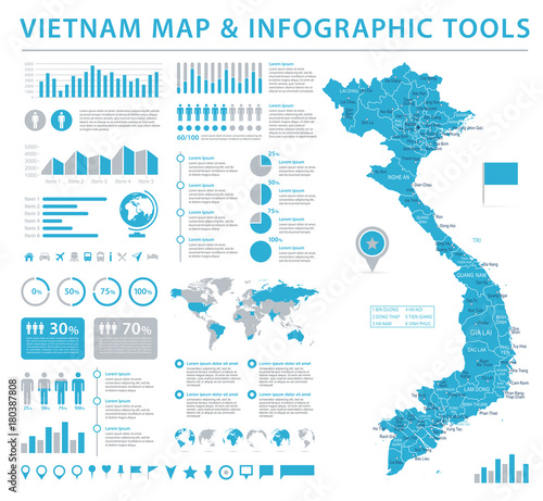 Vietnam Map - Info Graphic Vector Illustration