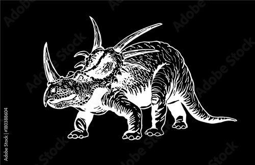 Graphical dinosaur isolated on  black background,vector illustration photo