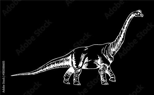 Graphical dinosaur isolated on black background,vector illustration