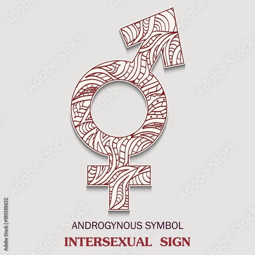 Symbol of Intersexual is a androgynous sexuality sign with a pattern in tribal Indian style.