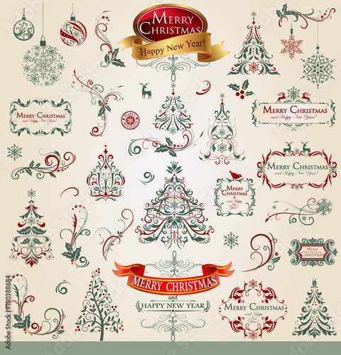 Collection of ornamental Christmas decorations