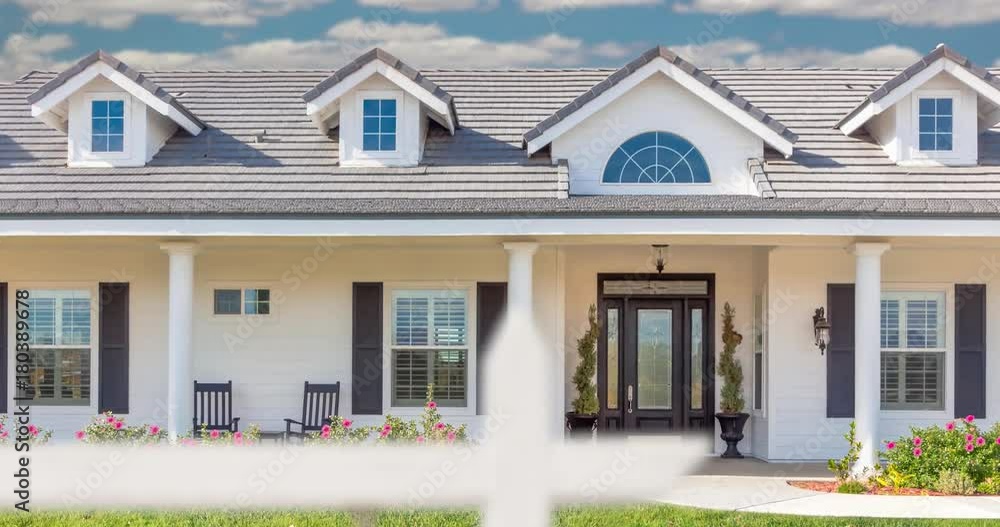 4k Slow Pan of Beautiful Custom Home and For Sale Real Estate Sign 4k Slow Pan of Beautiful Custom Home and For Sale Real Estate Sign
