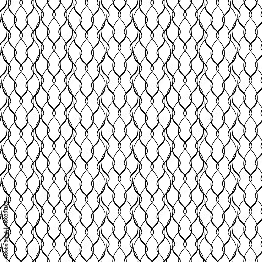 Fototapeta premium Seamless pattern - Abstract linear doodle wave background