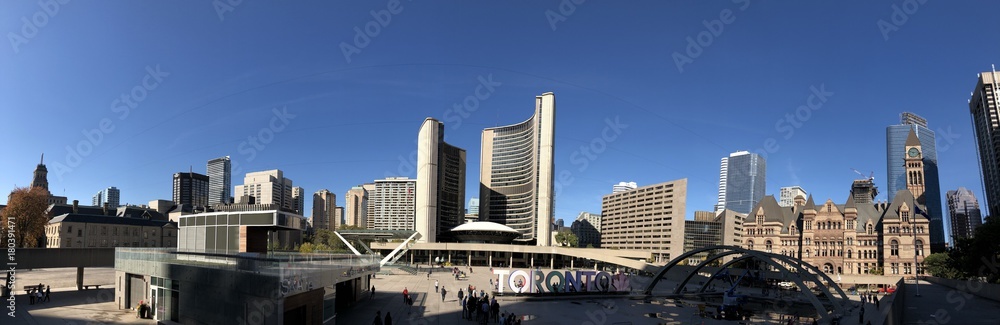Panoramica della piazza del New city hall, Toronto, Ontario, Canada