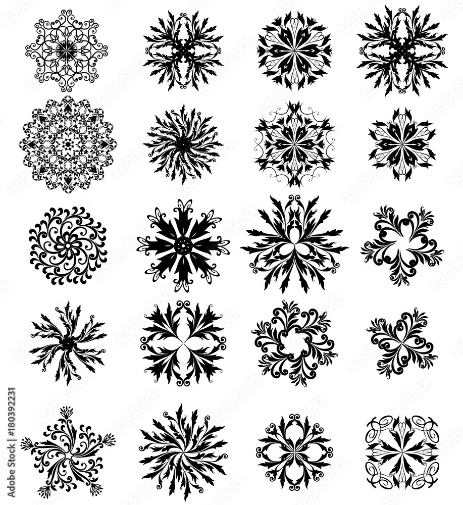 Mandala. A set of ornamental floral arrangements in oriental style. Mandala. A set of ornamental floral arrangements in oriental style.