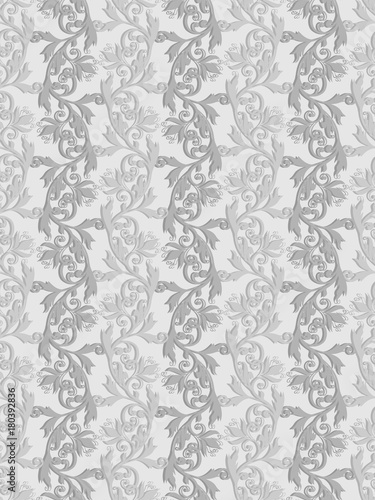 Volumetric seamless floral pattern background.