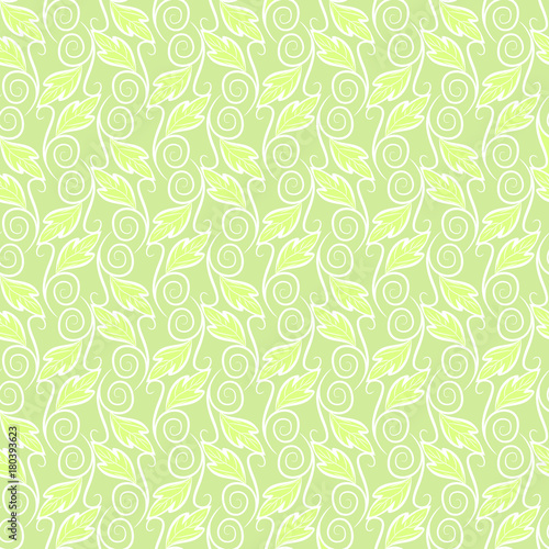 Seamless foliage pattern. Color damask vector texture.
