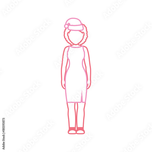 woman stading with christmas hat icon over white background vector illustration