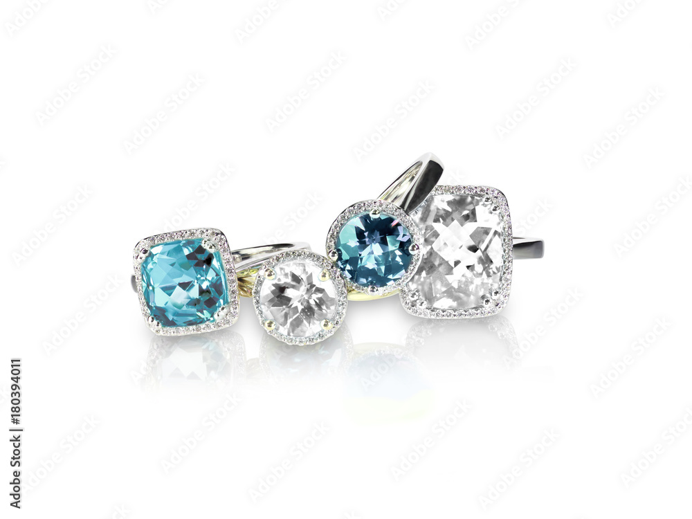 Set of rings gemstone fine jewelry. Group stack or cluster of multiple gemstone diamond rings. Set of rings gemstone fine jewelry. Group stack or cluster of multiple gemstone diamond rings.