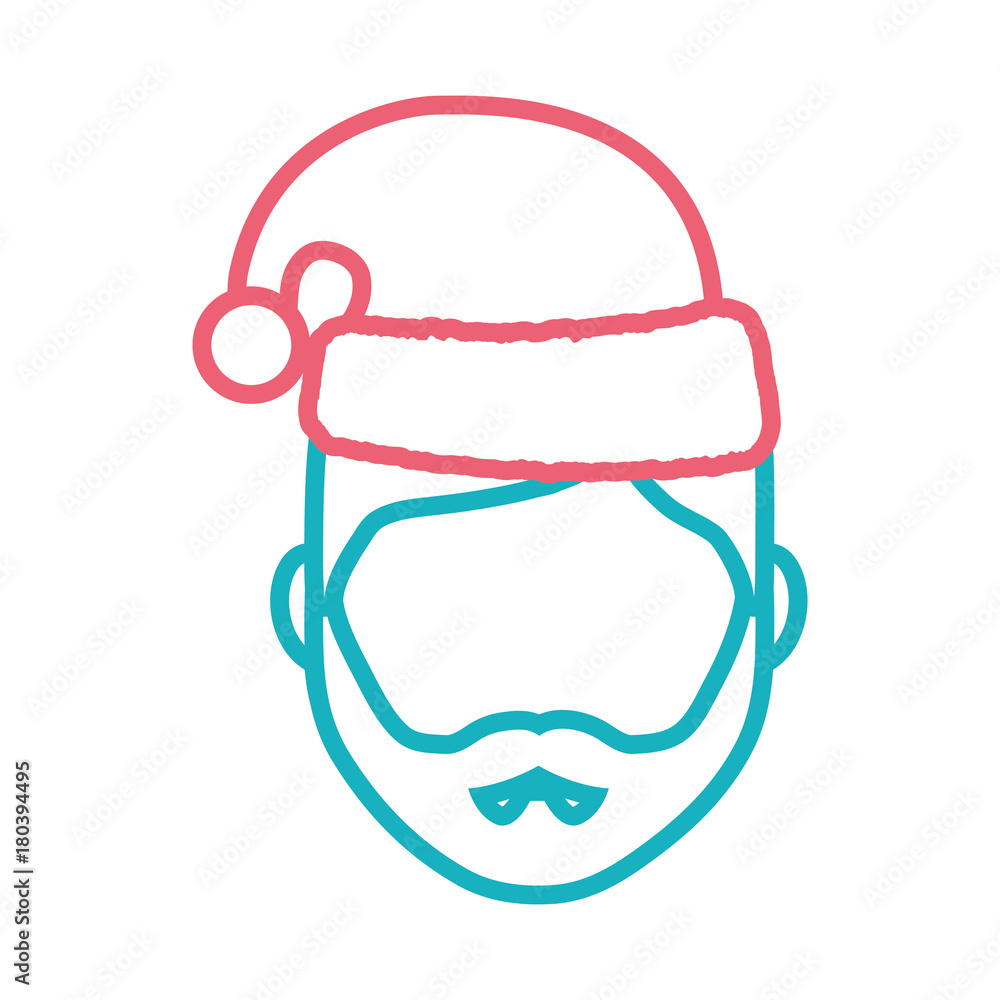 avatar man with christmas hat icon over white background colorful design  vector illustration