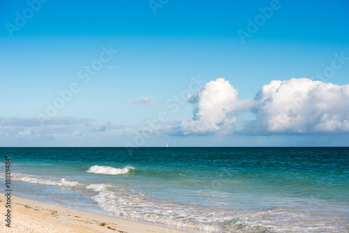 View of the sandy beach  Varadero  Matanzas  Cuba. Copy space for text.