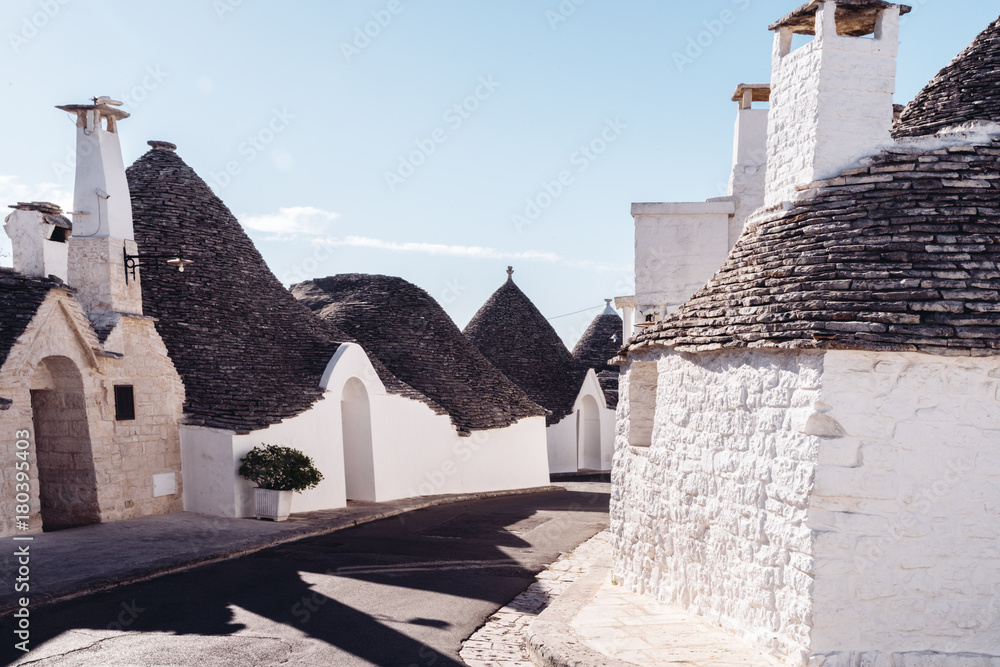 Alberobello typical Trullo houses made by volcanic stones