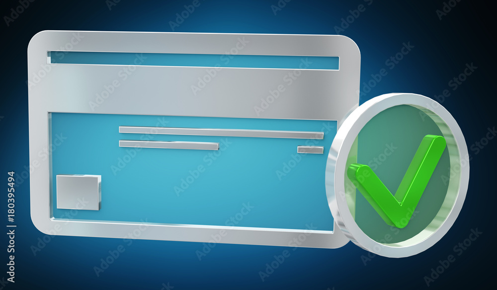 Digital credit card validation 3D rendering Digital credit card validation 3D rendering
