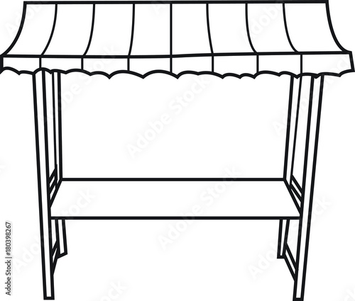 Vector outline illustration of an isolated empty market stand.