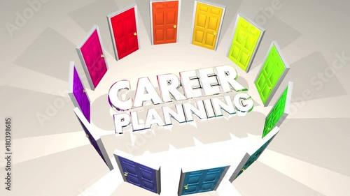 Career Planning Doors Paths Choices Job Objective 3d Animation