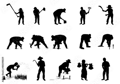 silhouette farmer shape vector design