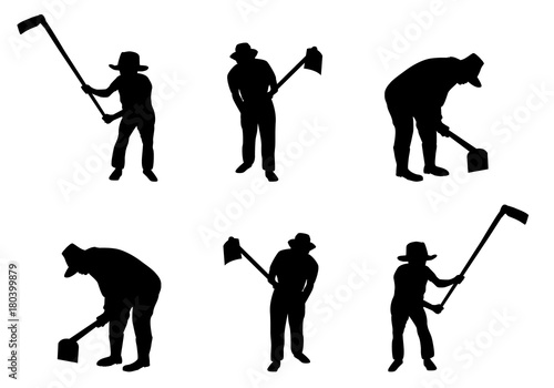 silhouette farmer shape vector design