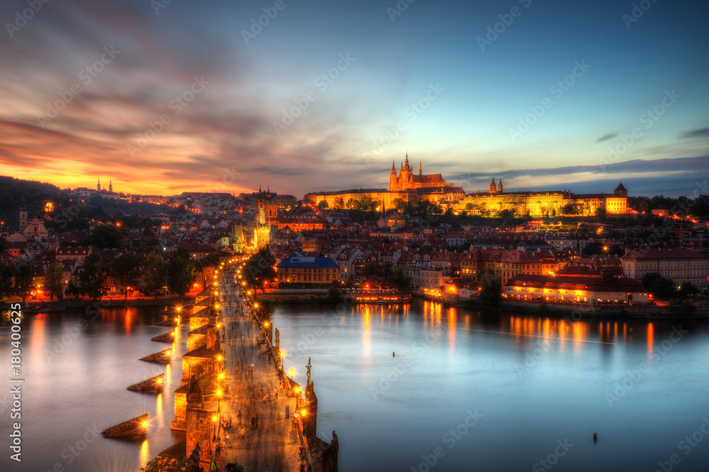 Prague Charles Bridge Sunset