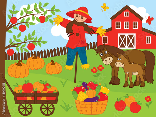 Vector Farm Set. Harvest Set Vector Illustration