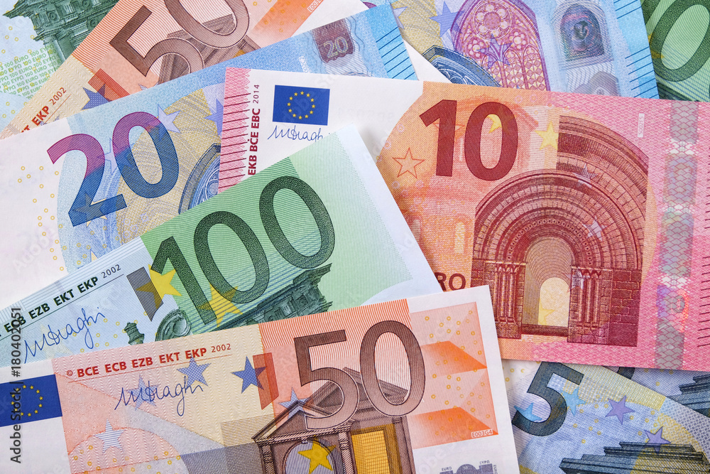 Euro various different selection set currency money bill note or banknote heap pile background photo Euro various different selection set currency money bill note or banknote heap pile background photo