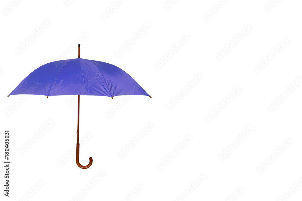 Purple Umbrella Off Center on White Background