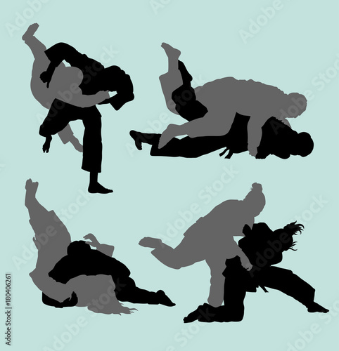 Judo duel sport silhouette. Good use for symbol, logo web icon, mascot, sticker, or any design you want.