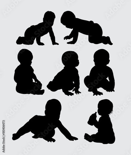 baby crawling silhouette, good use for symbol, web icon, mascot, logo, sign, sticker, or any design you want. Easy to use.