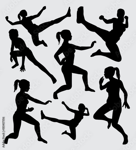 martial art silhouette good use for symbol, logo, web icon, mascot, sticker, sign, or any design you want.
