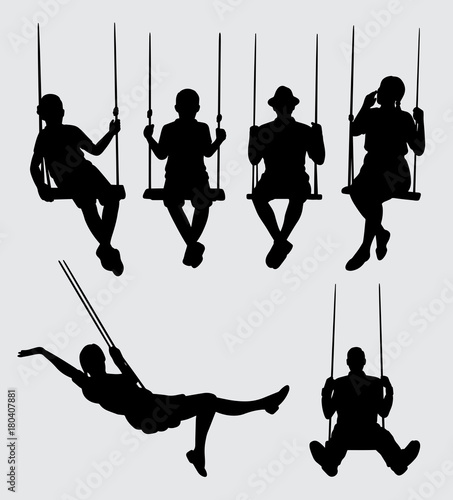 swing playing people silhouette. Good use for symbol, logo, web icon, mascot, sticker, sign, or any design you want photo