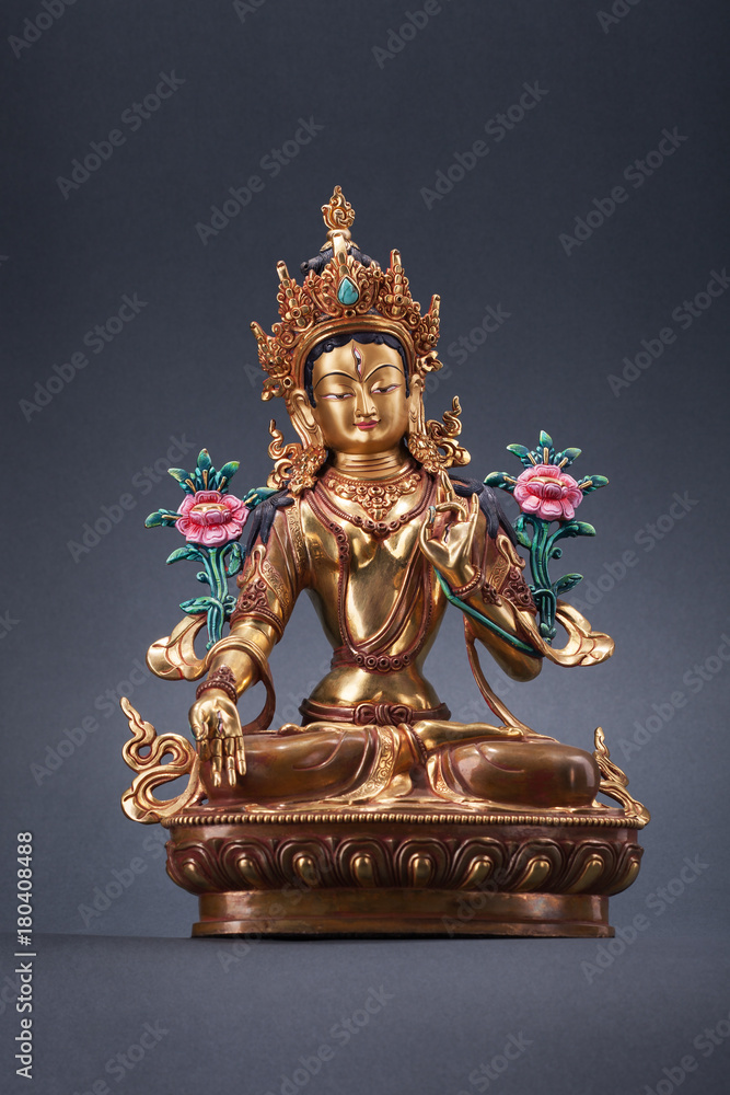 Bronze figurine of a green Tara - the great woman of a bodkhisattva.
